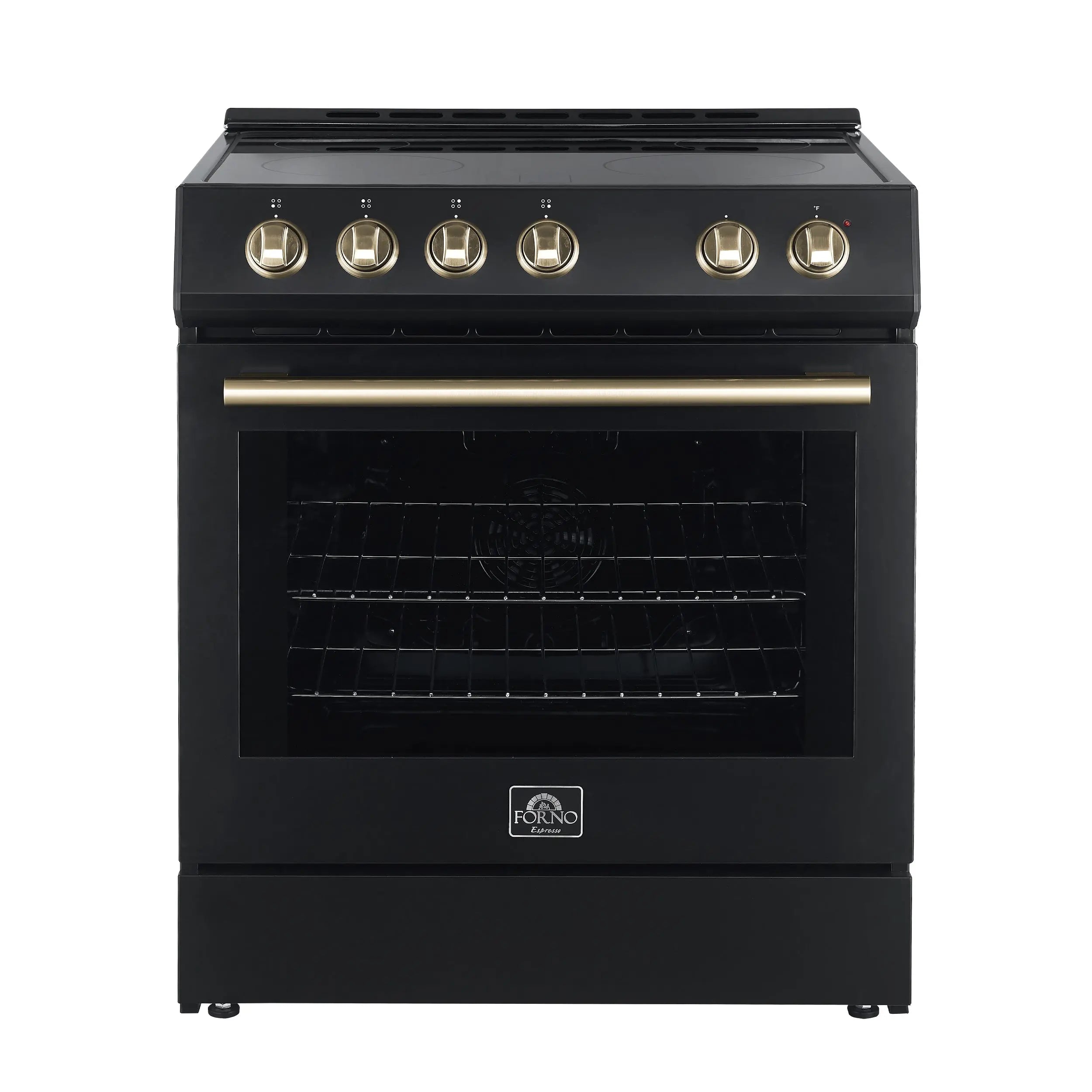 Forno Leonardo Espresso 30-Inch Black Electric Range, True Convection, Energy Efficient FORNO