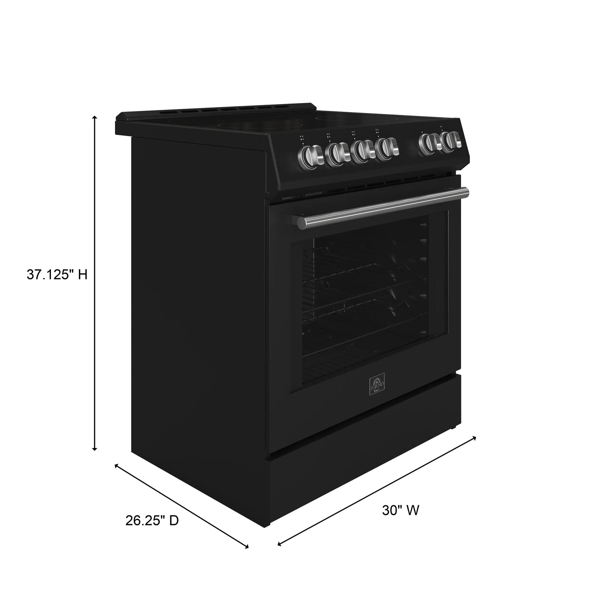 Forno Leonardo Espresso 30-Inch Black Electric Range, True Convection, Energy Efficient FORNO