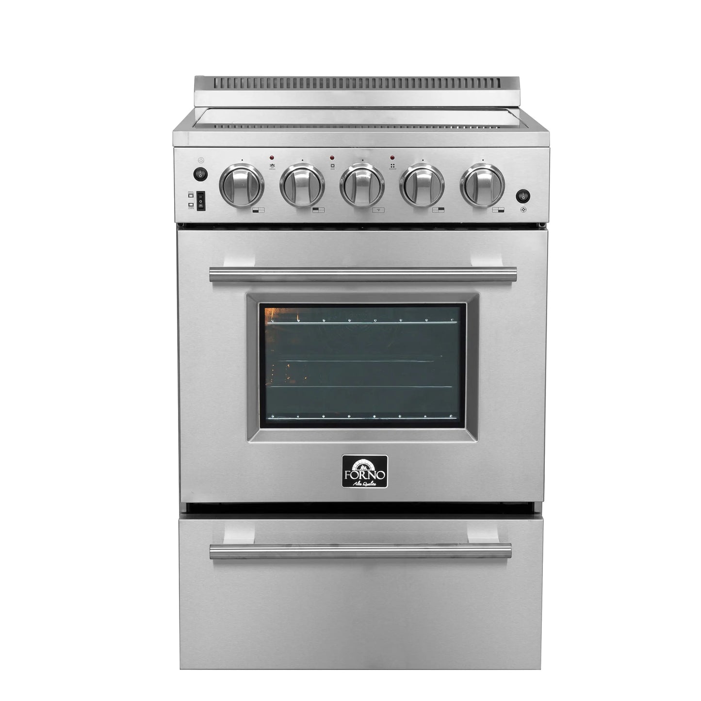 Forno Loiano 24 Inch Freestanding Electric Range Stainless Steel with Storage Drawer FORNO