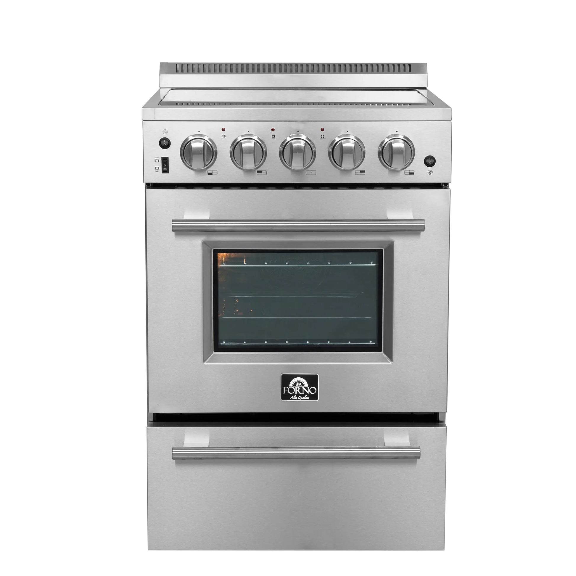 Forno Loiano 24 Inch Freestanding Electric Range Stainless Steel with Storage Drawer FORNO