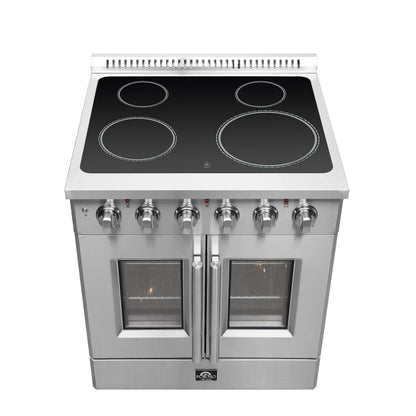 Forno Galiano 30-Inch Freestanding French Door Electric Range, True Convection, Energy Efficient FORNO