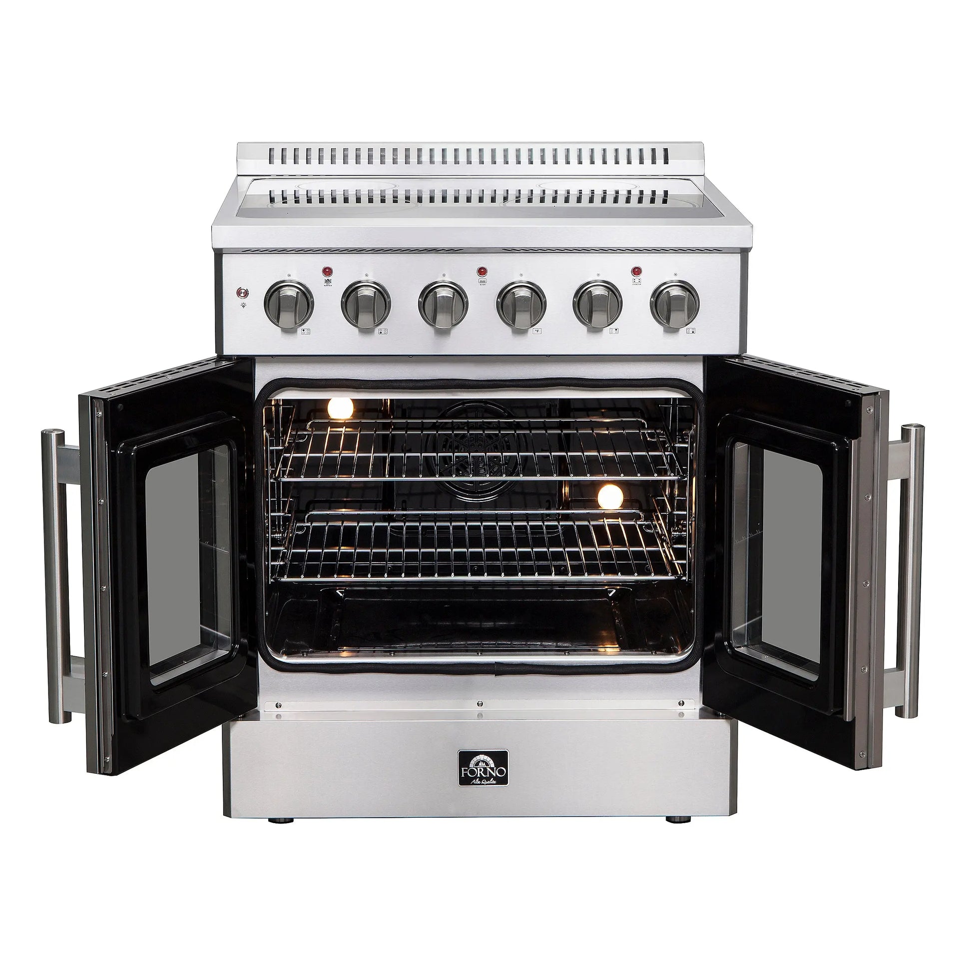 Forno Galiano 30-Inch Freestanding French Door Electric Range, True Convection, Energy Efficient FORNO