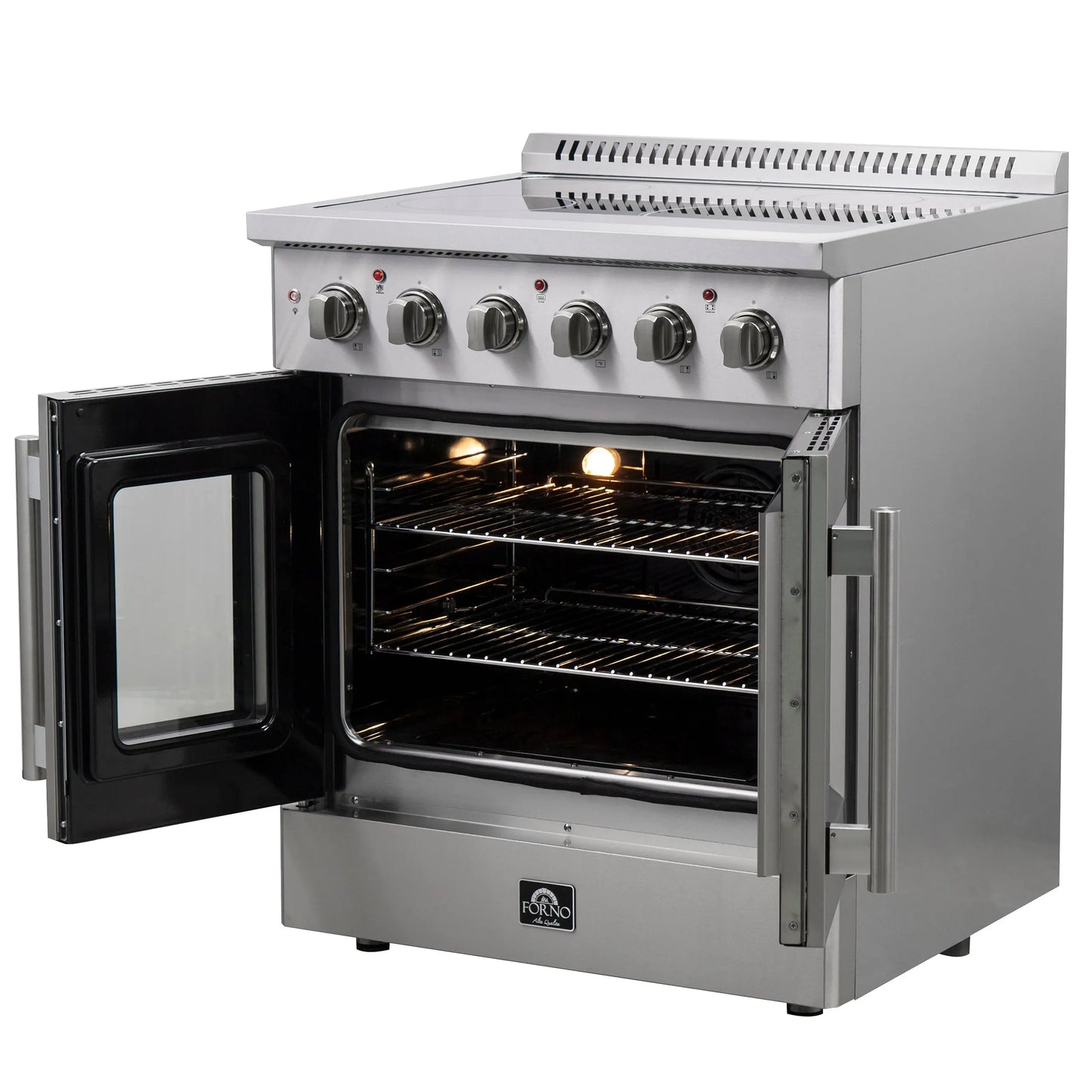 Forno Galiano 30-Inch Freestanding French Door Electric Range, True Convection, Energy Efficient FORNO