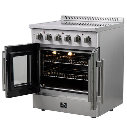 Forno Galiano 30-Inch Freestanding French Door Electric Range, True Convection, Energy Efficient FORNO