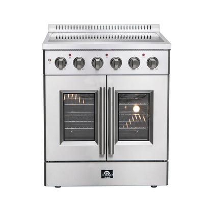 Forno Galiano 30-Inch Freestanding French Door Electric Range, True Convection, Energy Efficient FORNO