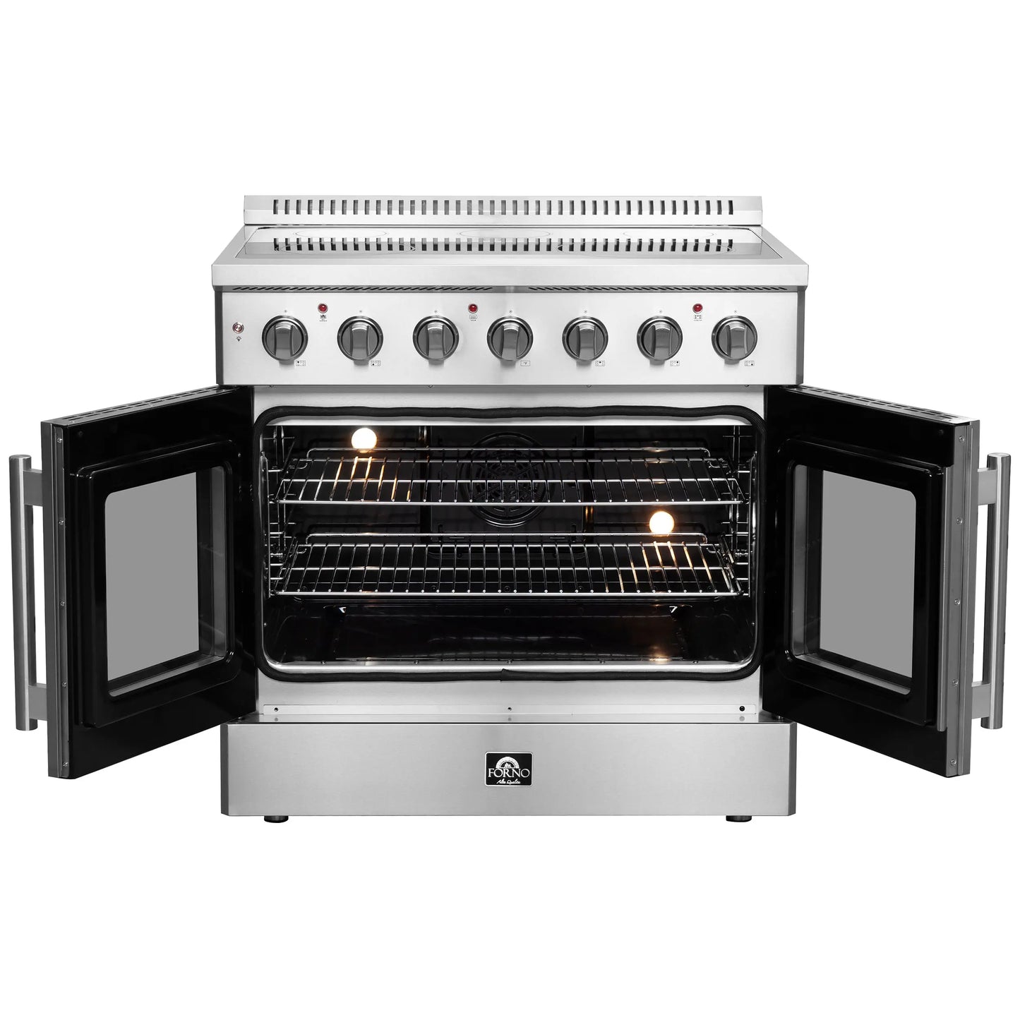 Forno Galiano 36-Inch Freestanding French Door Electric Range, True Convection, Energy Efficient FORNO
