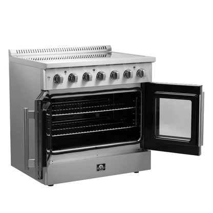 Forno Galiano 36-Inch Freestanding French Door Electric Range, True Convection, Energy Efficient FORNO