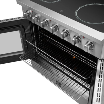 Forno Galiano 36-Inch Freestanding French Door Electric Range, True Convection, Energy Efficient FORNO