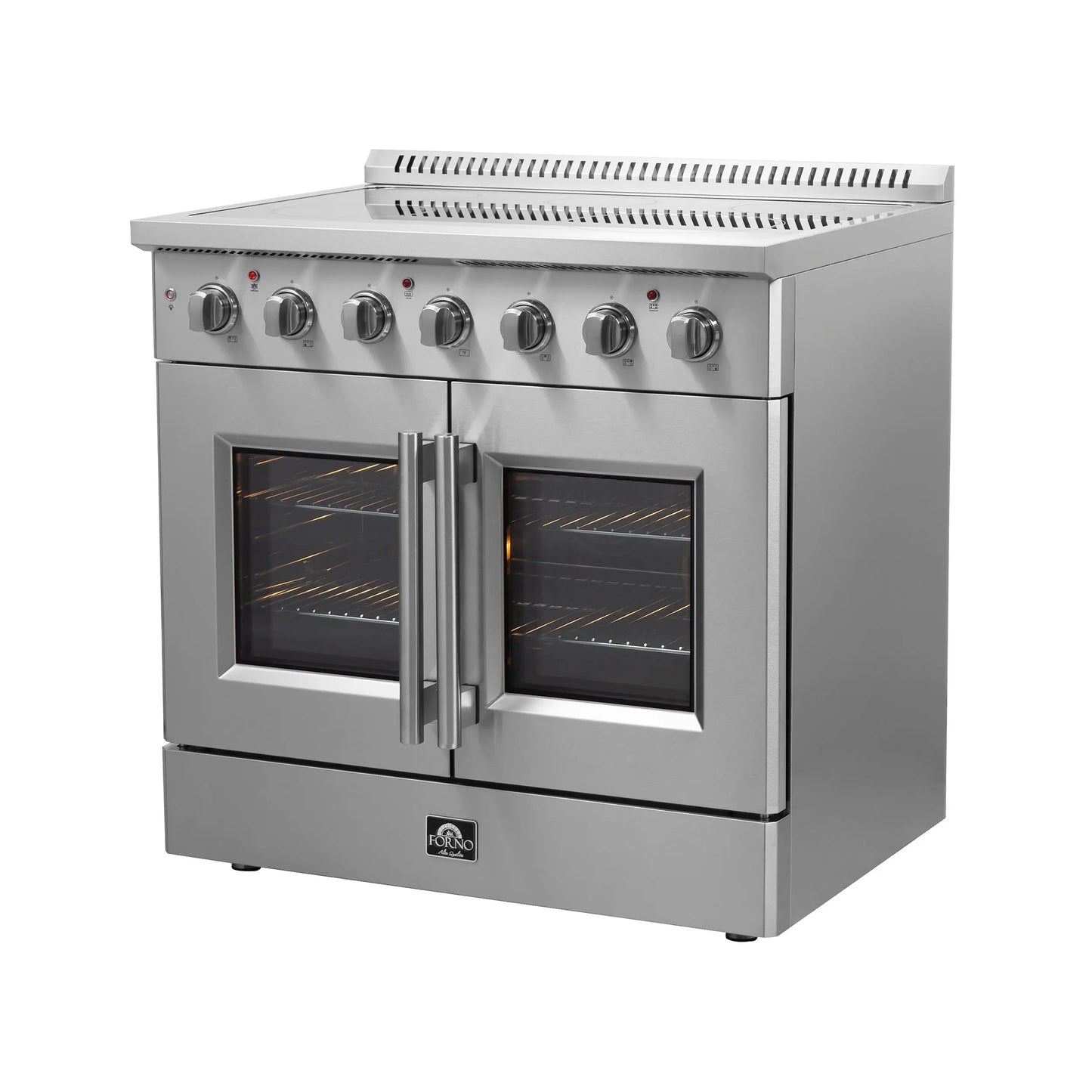 Forno Galiano 36-Inch Freestanding French Door Electric Range, True Convection, Energy Efficient FORNO