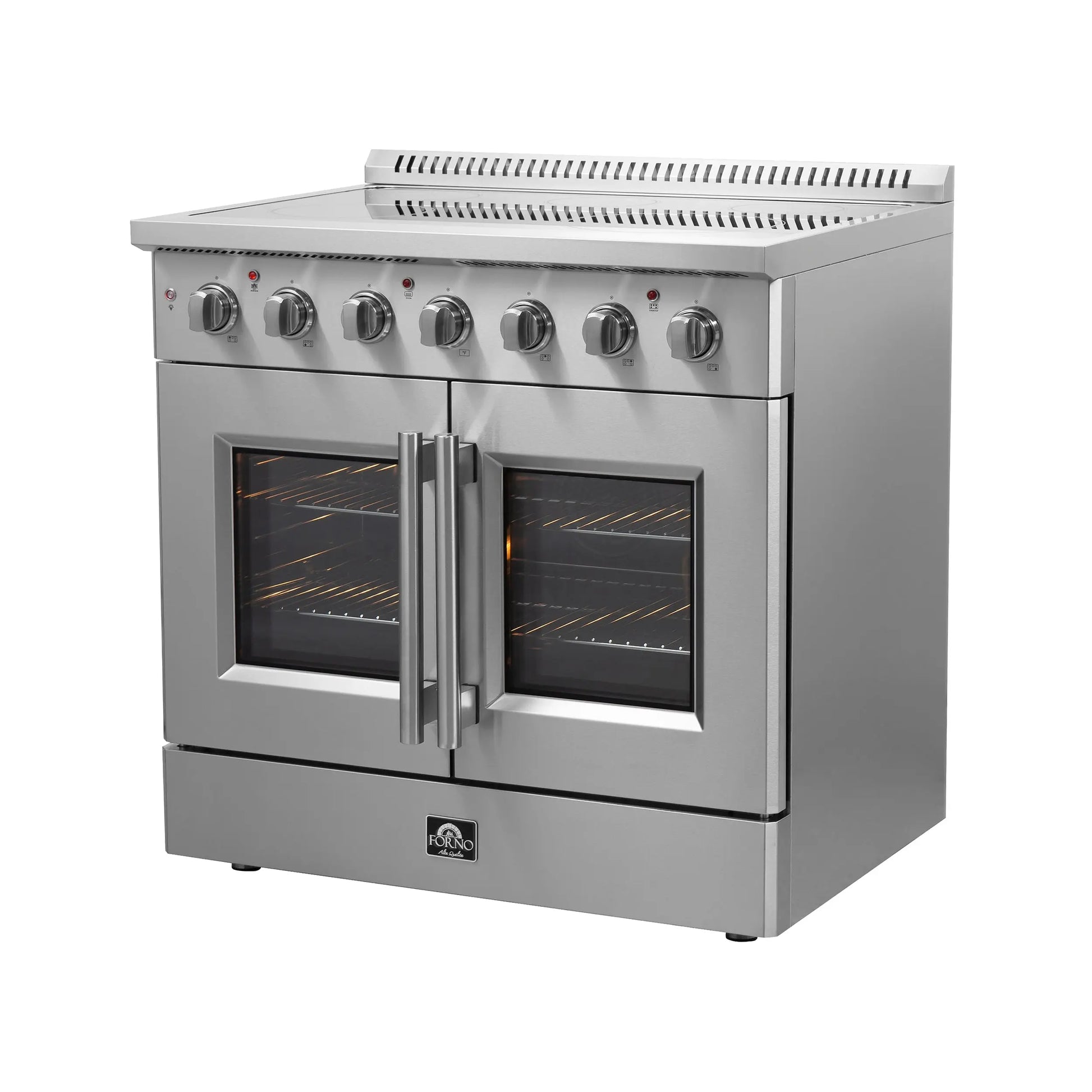 Forno Galiano 36-Inch Freestanding French Door Electric Range, True Convection, Energy Efficient FORNO