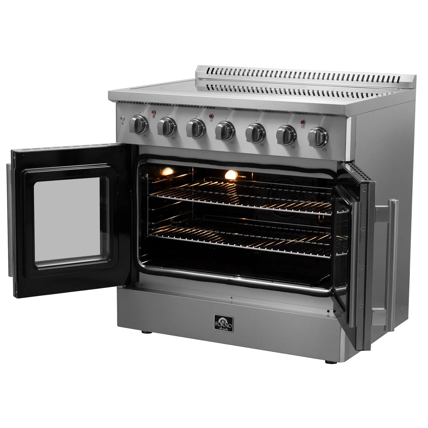Forno Galiano 36-Inch Freestanding French Door Electric Range, True Convection, Energy Efficient FORNO