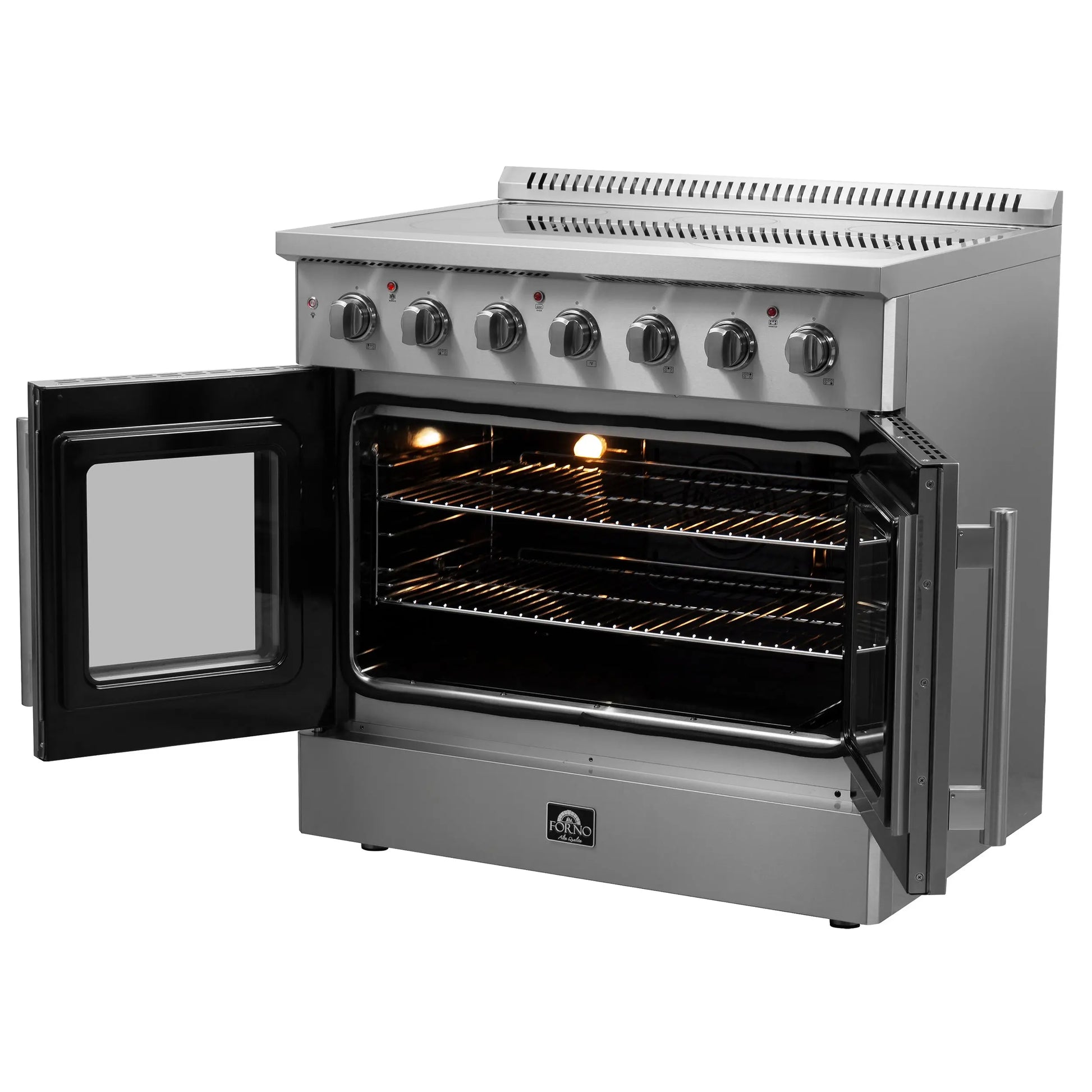Forno Galiano 36-Inch Freestanding French Door Electric Range, True Convection, Energy Efficient FORNO