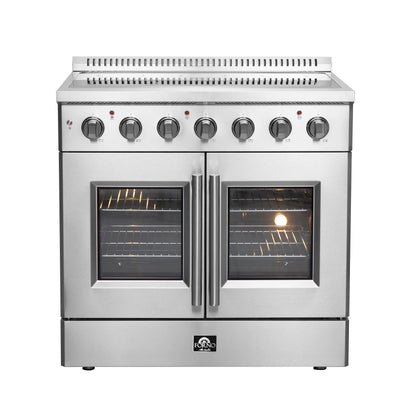 Forno Galiano 36-Inch Freestanding French Door Electric Range, True Convection, Energy Efficient FORNO
