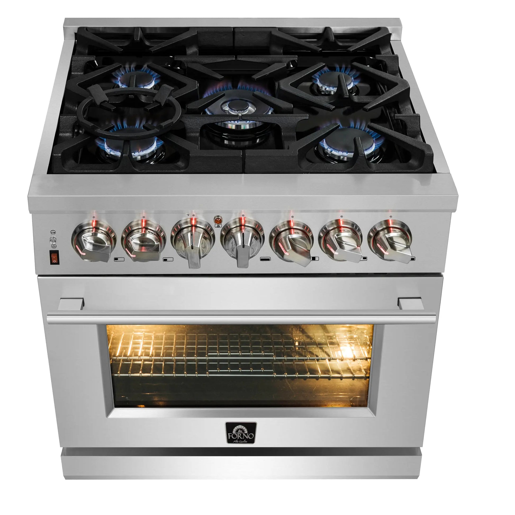 Forno Massimo 30-Inch Freestanding Dual Fuel Range, 4 Burners, Double Convection Ovens FORNO