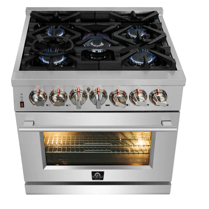 Forno Massimo 30-Inch Freestanding Dual Fuel Range, 4 Burners, Double Convection Ovens FORNO