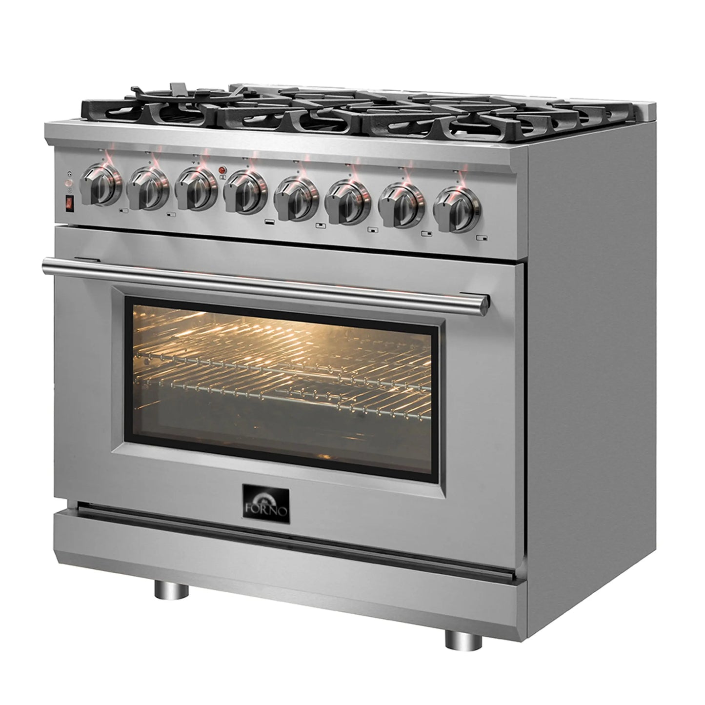Forno Massimo 36-Inch Freestanding Dual Fuel Range, 6 Burners, Double Convection Ovens FORNO
