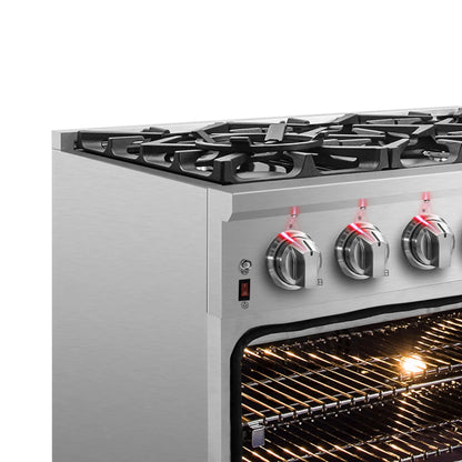 Forno Massimo 36-Inch Freestanding Dual Fuel Range, 6 Burners, Double Convection Ovens FORNO
