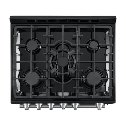 Forno Leonardo Espresso 30-Inch Black Gas Range, 5 Burners, 39,500 BTU, 5 cu.ft Convection Oven FORNO