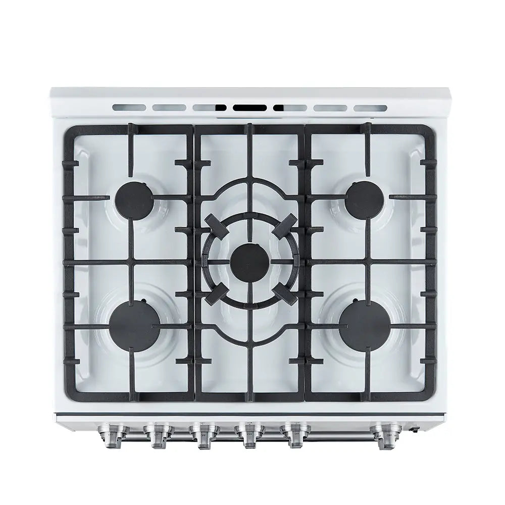 Forno Leonardo Espresso 30-Inch White Gas Range, 5 Burners, 39,500 BTU, 5 cu.ft Convection Oven FORNO