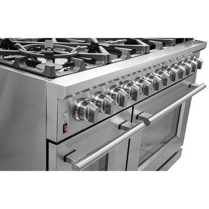Forno Massimo 48-Inch Freestanding Dual Fuel Range, 8 Burners, Double Convection Ovens FORNO