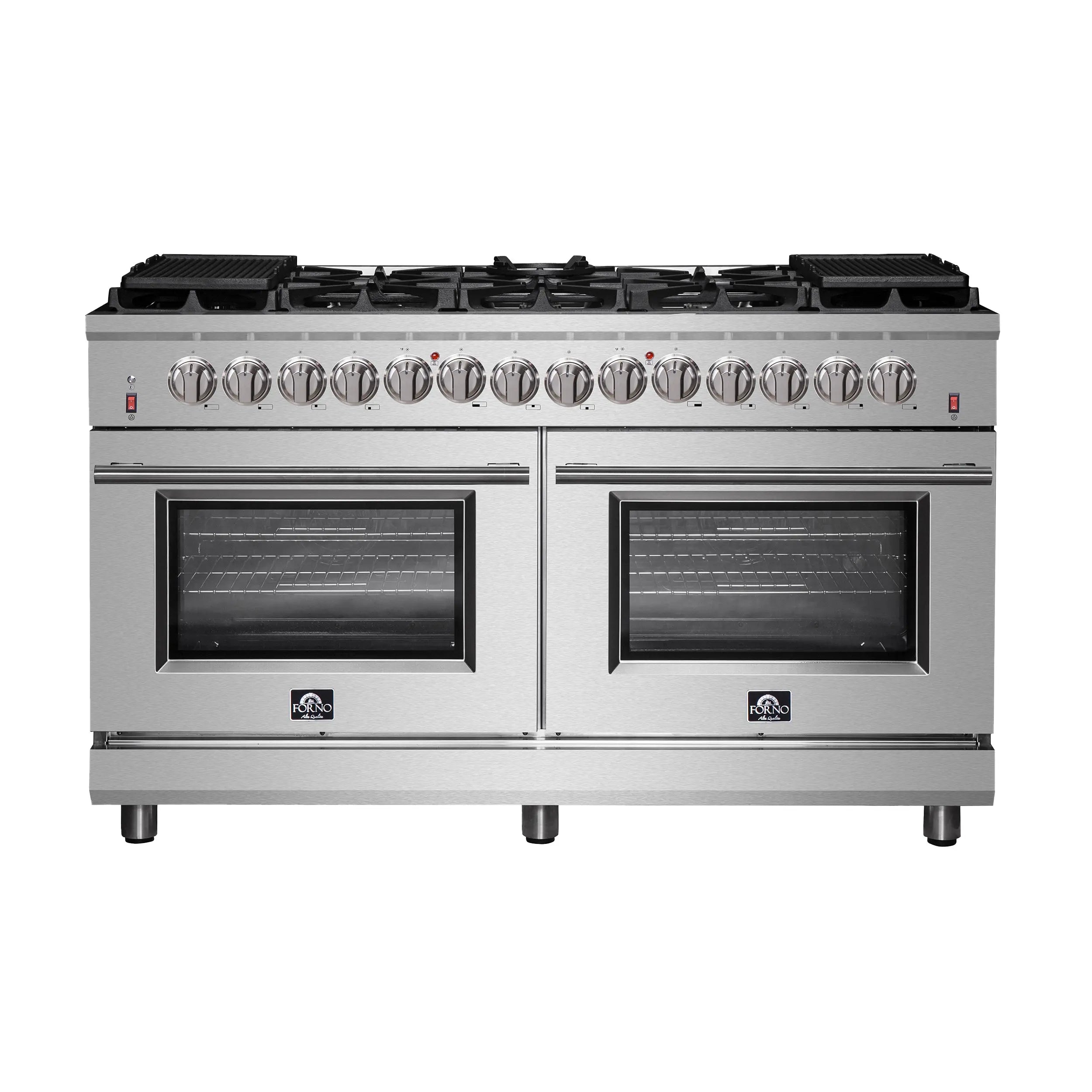 Forno Massimo 60-Inch Freestanding Dual Fuel Range, 10 Burners, Double Convection Ovens FORNO