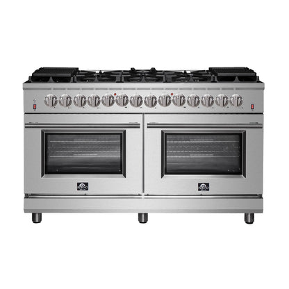 Forno Massimo 60-Inch Freestanding Dual Fuel Range, 10 Burners, Double Convection Ovens FORNO