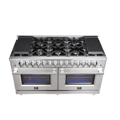 Forno Massimo 60-Inch Freestanding Dual Fuel Range, 10 Burners, Double Convection Ovens FORNO