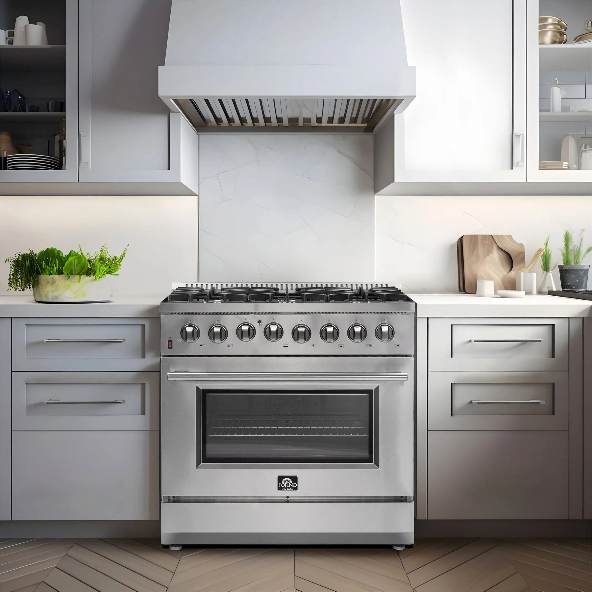 Forno Galiano 36-Inch Freestanding Dual Fuel Range, 6 Burners, Double Convection Ovens FORNO