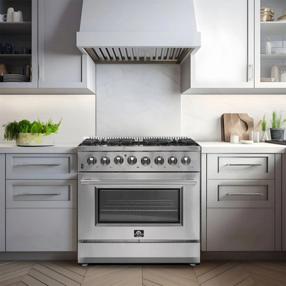 Forno Galiano 36-Inch Freestanding Dual Fuel Range, 6 Burners, Double Convection Ovens FORNO