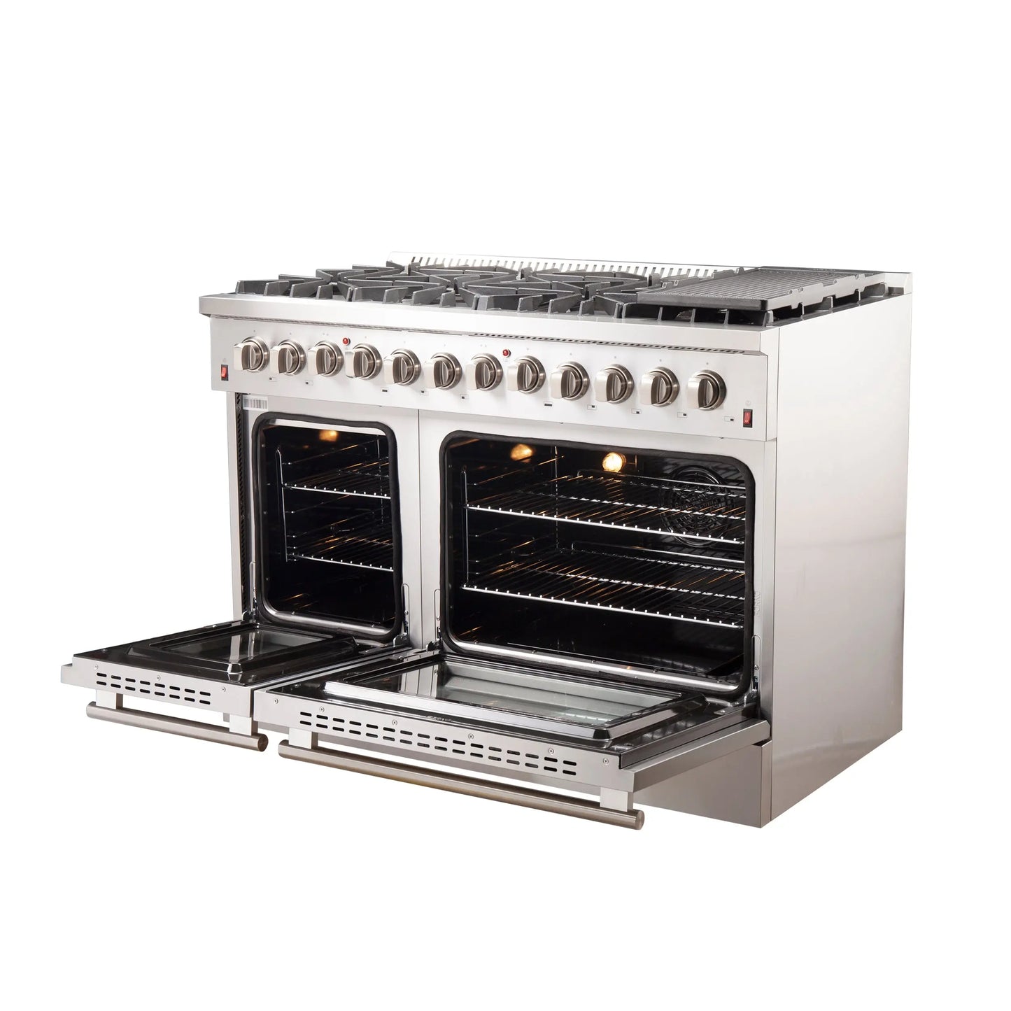 Forno Galiano 48-Inch Freestanding Dual Fuel Range, 8 Burners, Double Convection Ovens FORNO