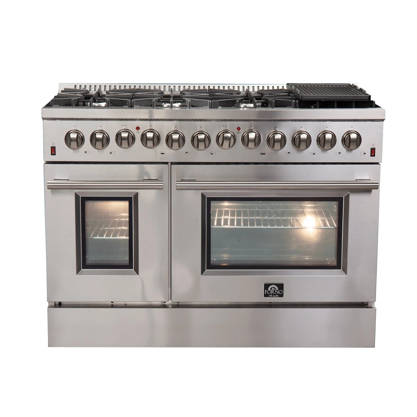 FORNO Premium 3-Piece Kitchen Bundle - FORNO Galiano 48" Freestanding Dual Fuel Range, FORNO Rizzuto 60" W. Dual Combo Convertible Refrigerator, FORNO 48" Wall Mount Range Hood - FBDL-017-02US Forno vendors US