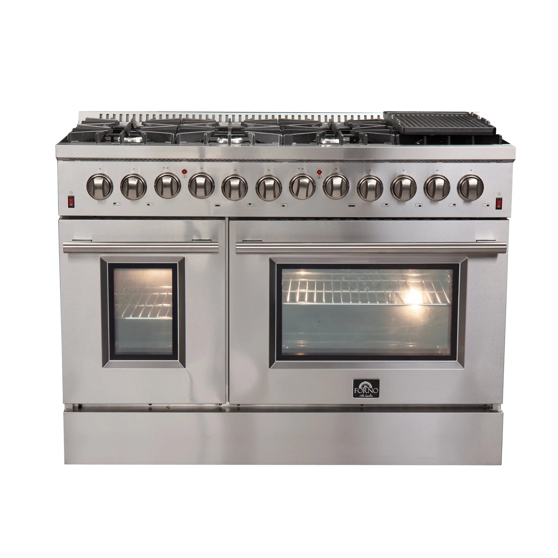 FORNO Premium 3-Piece Kitchen Bundle - FORNO Galiano 48" Freestanding Dual Fuel Range, FORNO Rizzuto 60" W. Dual Combo Convertible Refrigerator, FORNO 48" Wall Mount Range Hood - FBDL-017-02US Forno vendors US