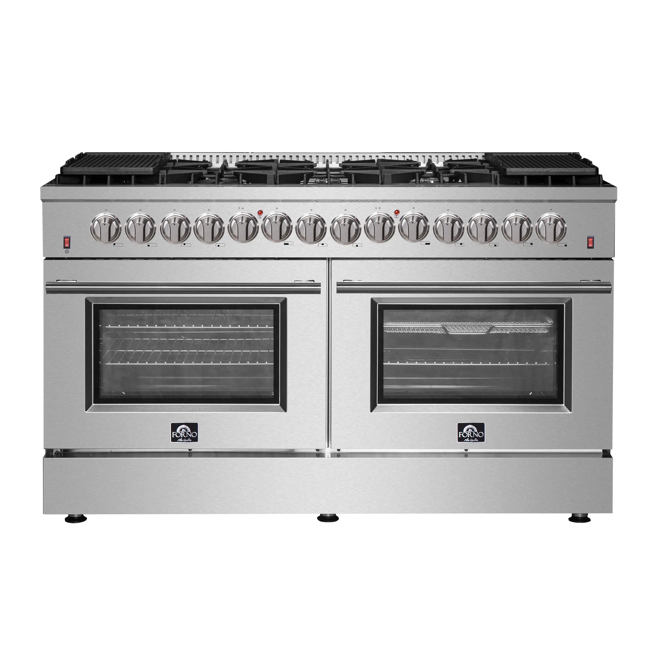 Forno Galiano 60-Inch Freestanding Dual Fuel Range, 10 Burners, Double Convection Ovens FORNO