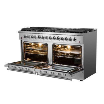 Forno Galiano 60-Inch Freestanding Dual Fuel Range, 10 Burners, Double Convection Ovens FORNO