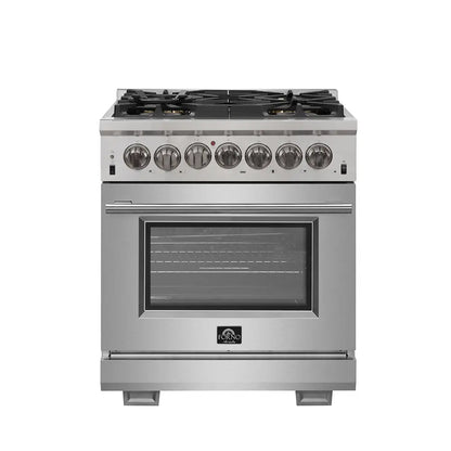 Forno Capriasca 30-Inch Freestanding Dual Fuel Range, 4 Burners, True Convection Oven FORNO