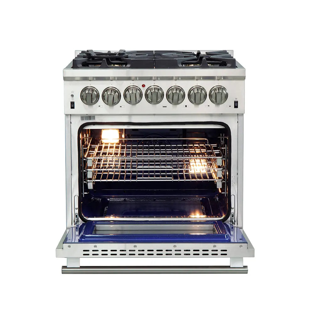 Forno Capriasca 30-Inch Freestanding Dual Fuel Range, 4 Burners, True Convection Oven FORNO