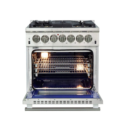 Forno Capriasca 30-Inch Freestanding Dual Fuel Range, 4 Burners, True Convection Oven FORNO