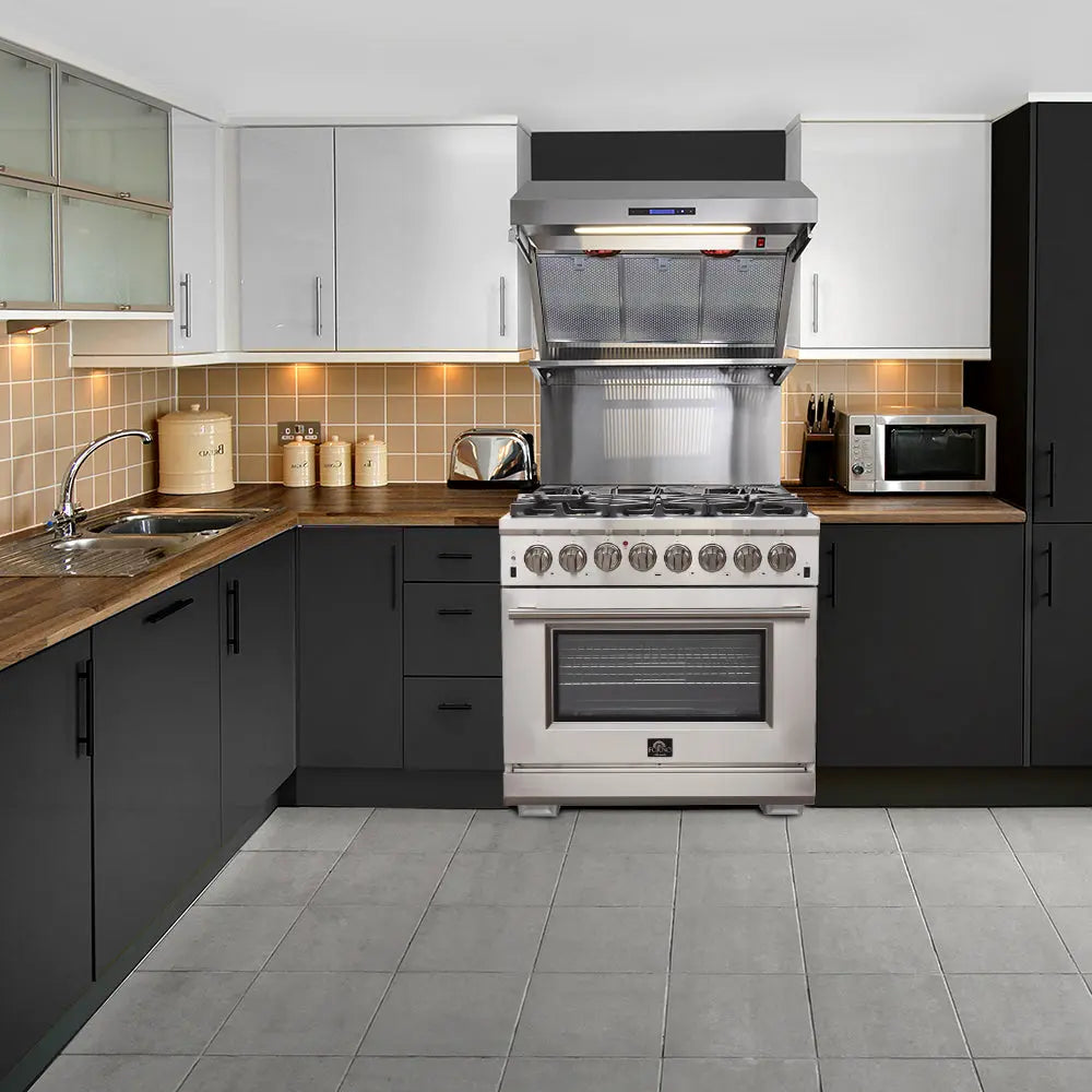Forno Capriasca 36-Inch Freestanding Dual Fuel Range, 6 Burners, True Convection Oven FORNO