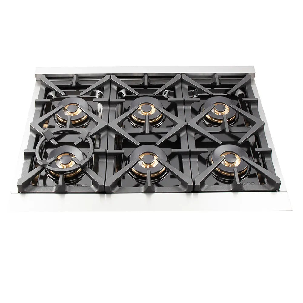 Forno Capriasca 36-Inch Freestanding Dual Fuel Range, 6 Burners, True Convection Oven FORNO