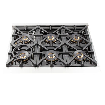 Forno Capriasca 36-Inch Freestanding Dual Fuel Range, 6 Burners, True Convection Oven FORNO