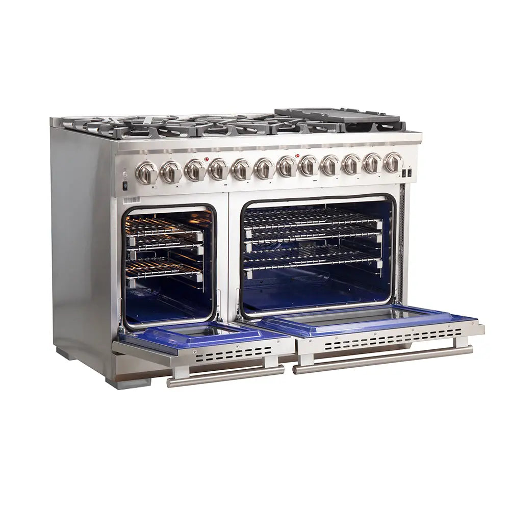 Forno Capriasca 48-Inch Freestanding Dual Fuel Range, 8 Burners, True Convection Oven FORNO