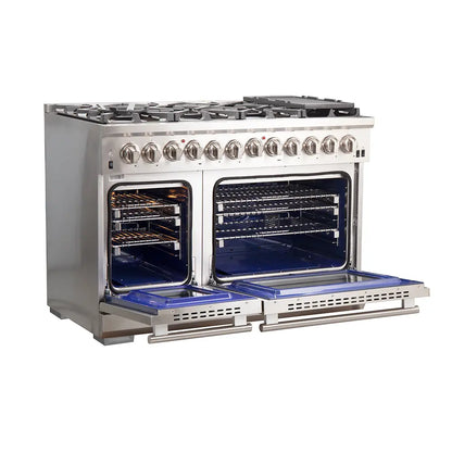 Forno Capriasca 48-Inch Freestanding Dual Fuel Range, 8 Burners, True Convection Oven FORNO