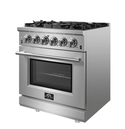 Forno Massimo 30-Inch Freestanding Gas Range, 5 Burners, True Convection Oven FORNO
