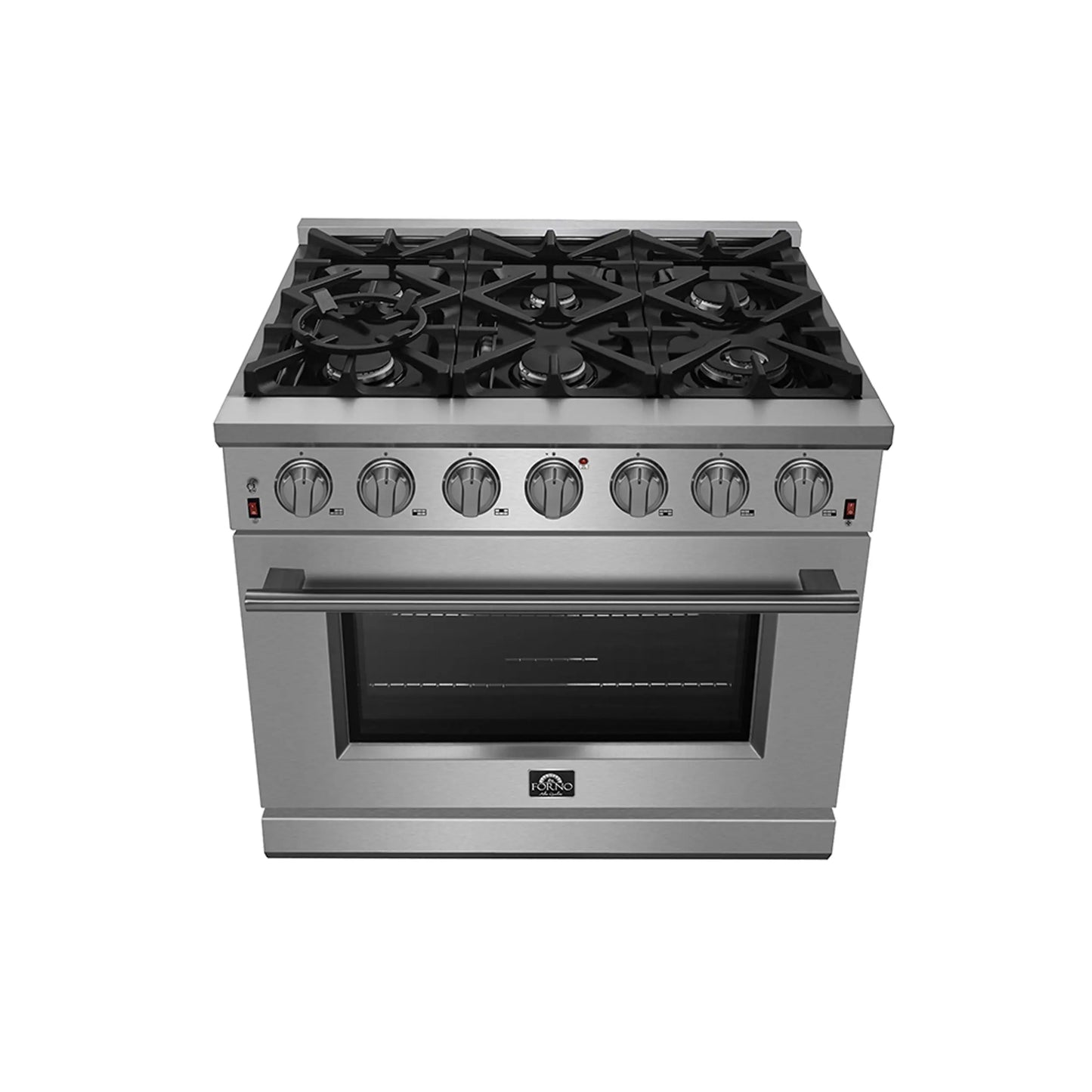 Forno Massimo 36-Inch Freestanding Gas Range, 6 Sealed Burners, Convection Oven, Energy Efficient FORNO