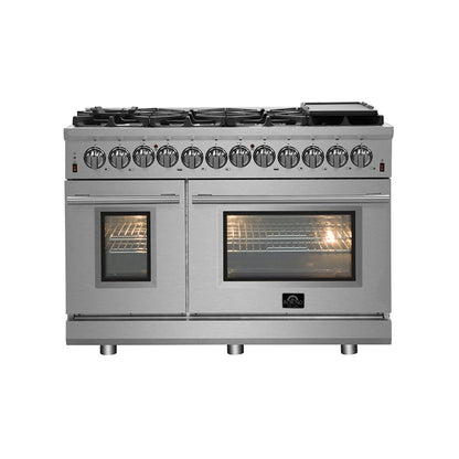 Forno Massimo 48-Inch Freestanding Gas Range, 8 Burners, True Convection Oven FORNO