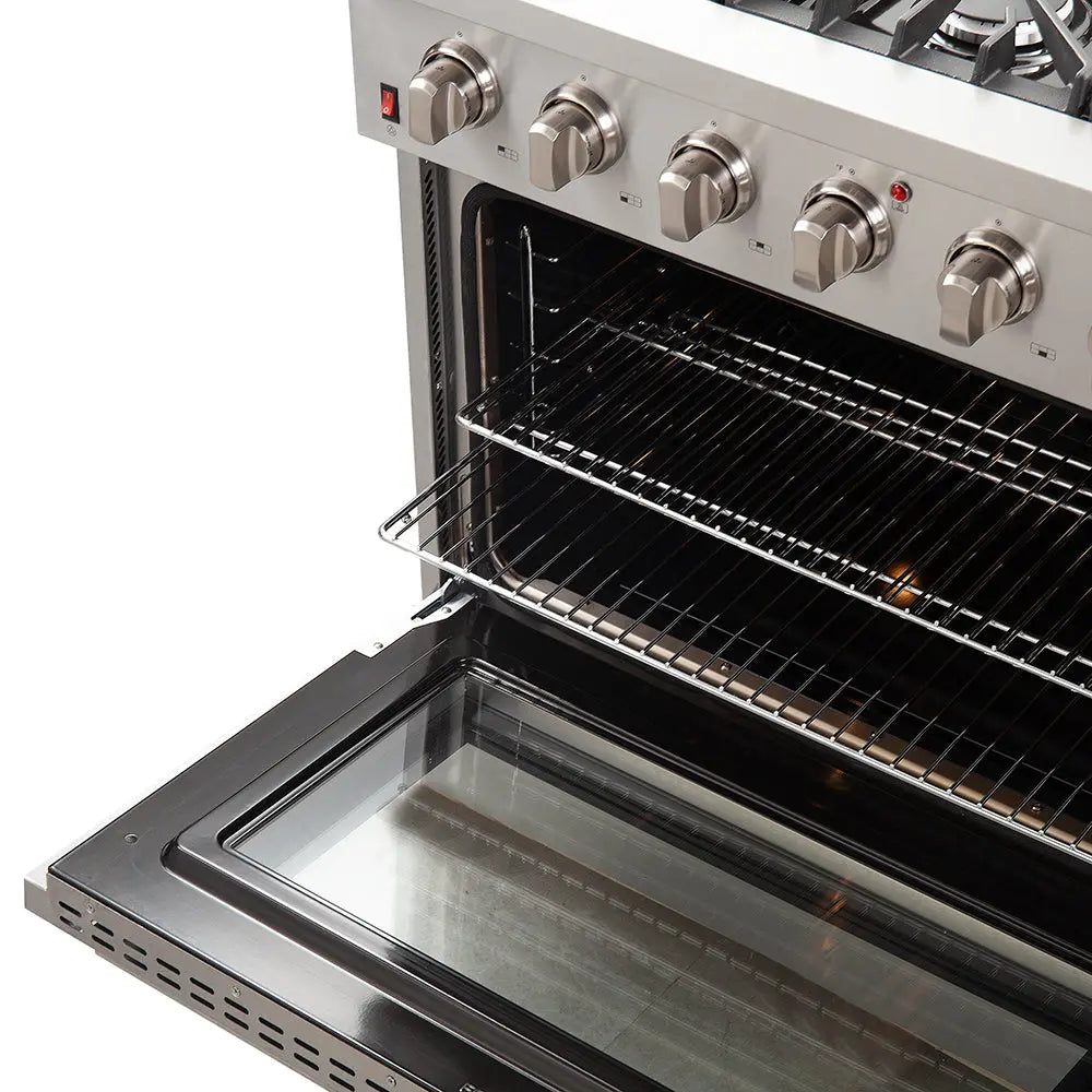 FORNO Premium 3-Piece Kitchen Bundle - Galiano 36" Gas Range, 36" Built-In Refrigerator, 24" Built-In Dishwasher - FBDL-004-01CAUS FORNO