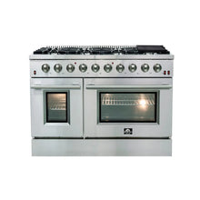Forno Galiano 48-Inch Freestanding Gas Range, Stainless Steel, 8 Burners, 107,000 BTU, Griddle, Double Ovens, Energy Efficient FORNO