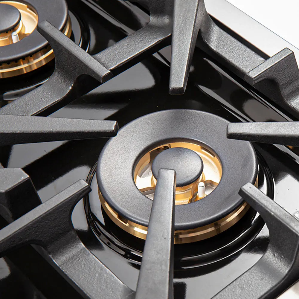 Forno Capriasca 36-Inch Gas Range, Stainless Steel, 6 Brass Burners, 120,000 BTU, Convection Oven, Energy Efficient FORNO