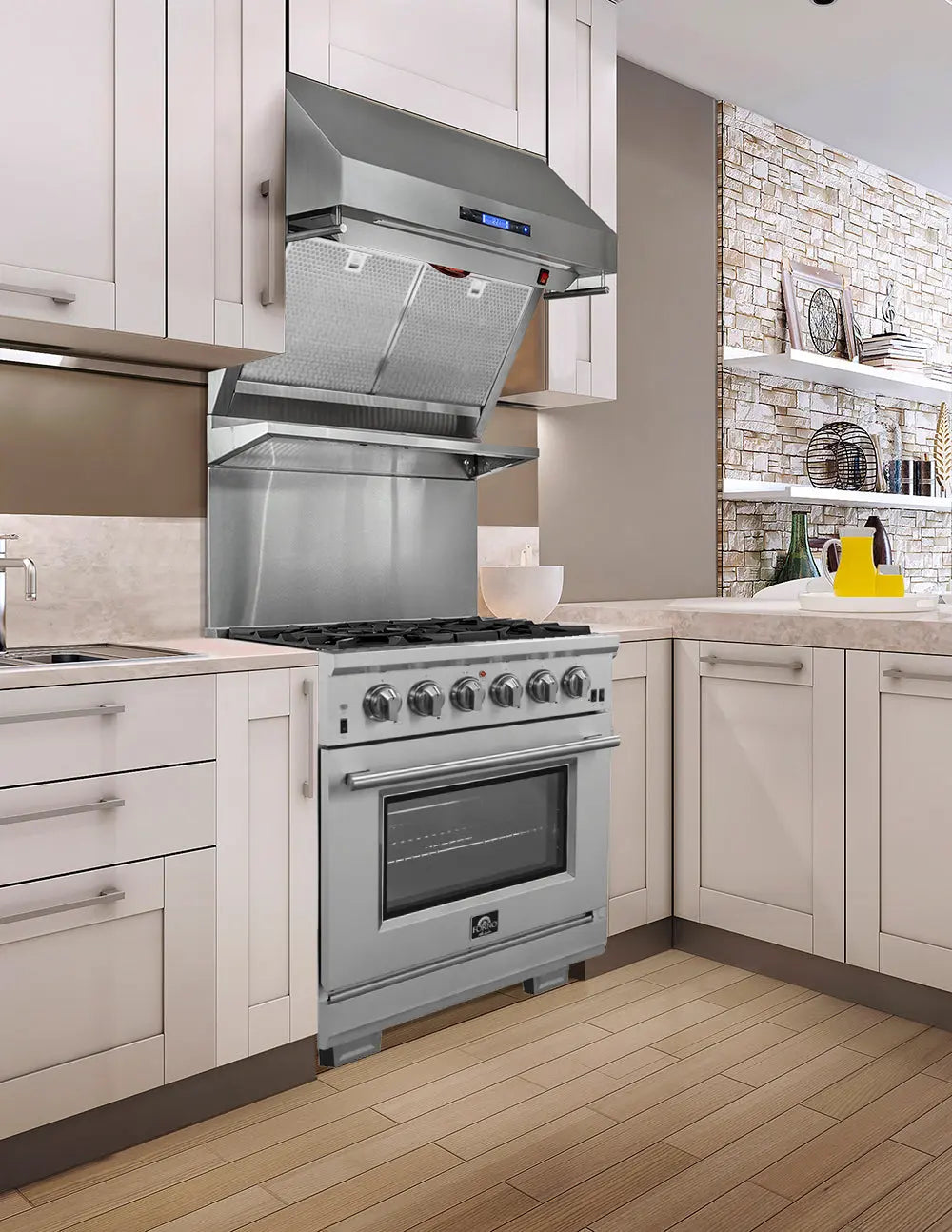 Forno Capriasca 30-Inch Freestanding Gas Range, 4 Burners, True Convection Oven FORNO