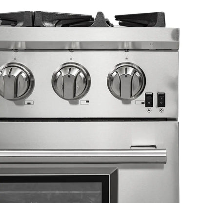 Forno Capriasca 36-Inch Gas Range, Stainless Steel, 6 Brass Burners, 120,000 BTU, Convection Oven, Energy Efficient FORNO